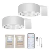 2Stück Picture Lights for Wall with 3 Color Temps, Bild Licht mit Fernbedienung, Kabellos Bilderleuchte, magnetisches LED Wiederaufladbar Malerei Licht, Dimmbare Timer Kunst Display Licht (Weiß)