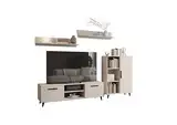 MATKAM Wohnzimmermöbel-Set Oslo, 4-teilig, 1 x TV-Kommode H47x B150 x T40 cm, 1 x Wohnzimmerkommode H112 x B80 x T30cm, 2 x Hängeregale H20 x B100 x T20 cm (Kaschmir)