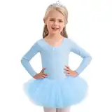 Langarm Mädchen Ballettkleidung Balettkleider Balletttrikot mit Rock Baumwolle Ballettanzug Ballettkleid Ballett Tütü Tanzkleid