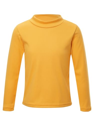Xnihocha Mädchen Jungen T-Shirt Warmes Thermoshirt Langarm Unterhemd Rollkragen Pullover Sport Top Thermounterwäsche Gelb 146-152