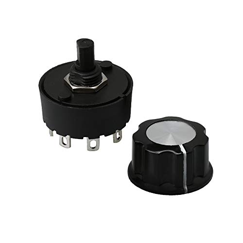 Yibuy Drehschalter + Drehknopf 6 Positionen fünfmal drehen für Blower Mixer Juice Black