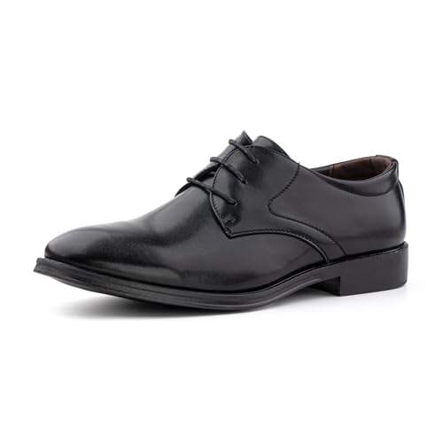 JOYTO Anzugschuhe Herren Schnürhalbschuhe Business Schuhe Klassischer Derby Oxford Lederschuhe Hochzeit Schuhe A Schwarz EU42