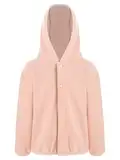 TiaoBug Mädchen Fleece Jacke Mantel Langarm Flauschige Sweatjacke Freizeitjacke mit Reisverschluss Basic Einfarbig Pullover Pulli Outwear Rosa 86-92