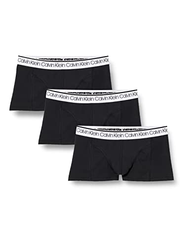 Calvin Klein Herren 3er Pack Boxershorts Low Rise Trunks Unterwäsche, Schwarz (Black W/ White Wb), M