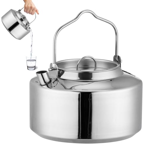 Yaoliucp Campingkessel 1.2l Edelstahl Teekessel tragbarer Camp -Kaffeekanne mit Schnellheizungsketteln kocht Wasserkaffee für Reisen -Wanderpicknick, Campingkessel