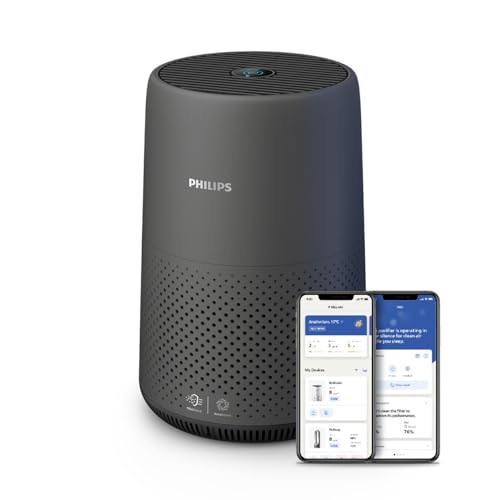 Philips 800i Serie Kompakt-Luftreiniger, 49m2, HEPA- und Aktivkohlefilter, entfernt bis zu 99,9% der Viren und Aerosole aus der Luft*, schwarz (AC0850/11)