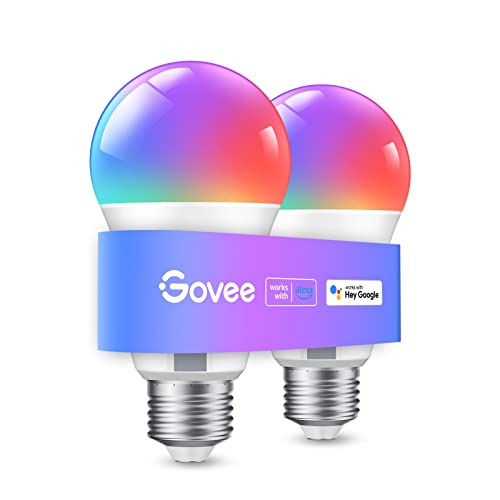 Govee Smart Glühbirne E27, Alexa Lampe Farbwechsel mit Musiksynchronisation, 54 Szenen, 16 Millionen DIY-Farben, WiFi & Bluetooth Smart Bulb Funktionieren mit Google Assistant Heim-App, 2 Stück