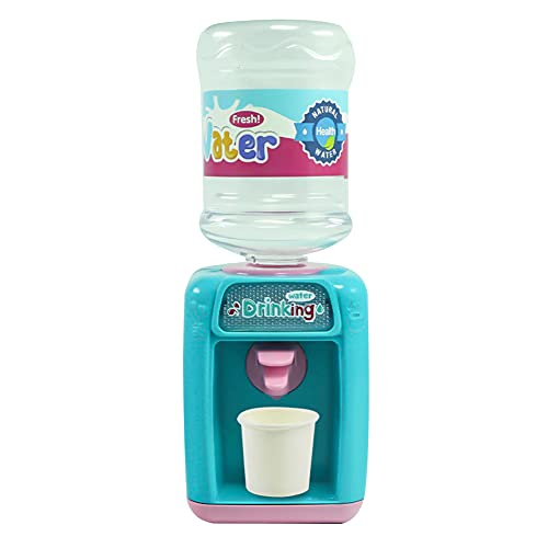 Mini Wasserspender mit Licht, Simulation Wasserspender Spielzeug Niedlichen Cartoon Mini Trinkbrunnen für Home Office Student Wohnheim Kinder Geschenk, Blau