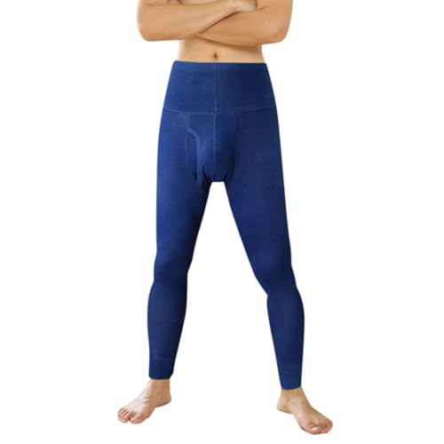 Herren Blau Schwarz Umstandshose Herbsthosen für Herren mit dünnem Boden, warme Hosen, enge Shorts mit hoher Taille, - Winter-Gymnastikhose, Jogger-Taille, schlanke Hose Bundfaltenhose (Blue, XXXL)