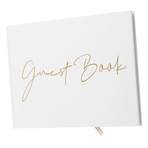 PRETYZOOM Elegant Gästebuch für Hochzeiten Geburtstagsfeiern Veranstaltungen mit Goldfolie Vielseitig Einsetzbar für Zuhause und Urlaubsunterkünfte Langlebig Einzigartiges Design