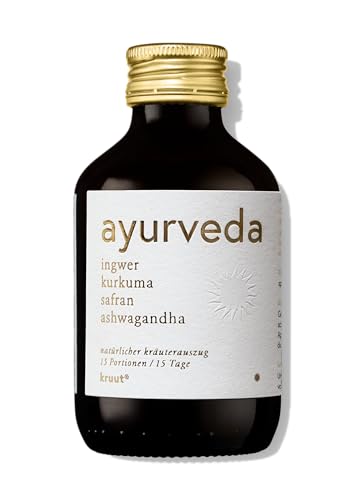 Kruut – Ayurveda Kräuterauszug bio 150ml – Goldenes Elixier aus kraftvollen Kräutern – Ingwer, Kurkuma, Kardamom, Safran & mehr – Oxymel Tinktur Kräuterdrink Sirup Kur