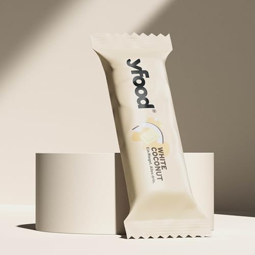yfood Riegel White Coconut, Leckerer Proteinriegel für unterwegs, THIS IS FOOD, 14g Protein, 25 Vitamine und Mineralstoffe, 12 x 60g, Geschmack Kokosnuss und Weiße Schokolade