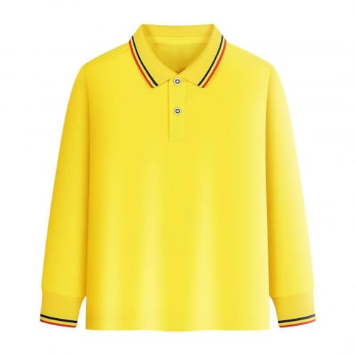 Langarm-Poloshirt für Jungen und Mädchen Kinder Basic Polo Shirt mit Knopfleiste&Reverskragen Casual Tops Fashion Polohemd Klassisch Oberteile Schuluniform Langarmshirt Golf Polo Pullover Shirts