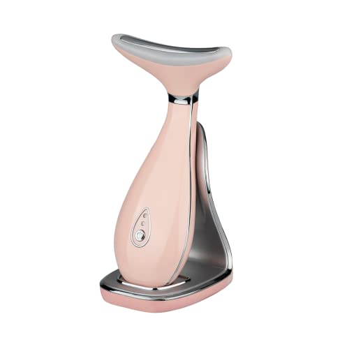 VRAIKO LILY Hals Gesicht Massagegerät Gesichtsformer Hautverjüngungsgerät mit Thermo, Triple Action LED und Vibration, für Anti-Aging, Lifting und Straffung schlaffe Haut (Rosa)