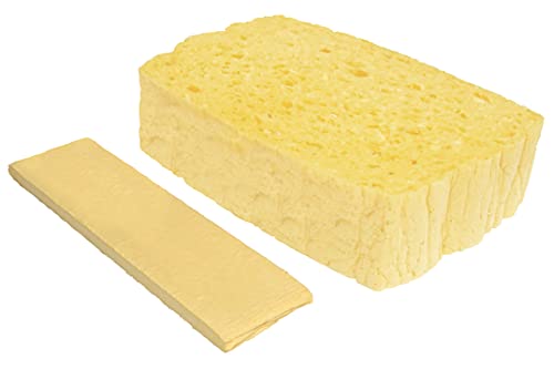 Spontex Quellschwamm aus 100 % biologisch abbaubarer Zellulose, 1 x 10er Pack, in recyceltem und recycelbarem PET-Beutel, saugstark, je 135 x 90 x 37 mm