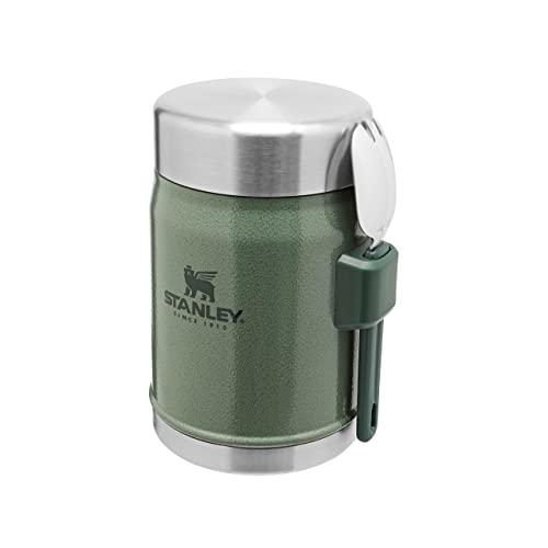 Stanley Classic Legendary Thermobehälter für Essen mit Göffel 400 ml - Hält 7 Stunden Heiß oder Kalt - Edelstahl Warmhaltebehälter Essen - BPA-Frei - Spülmaschinenfest - Hammertone Green