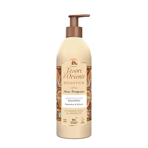 Tesori d'Oriente Hair Program Shampoo 'Byzantium', 250 ml, aromatisches Haarshampoo mit schwarzer Rose und Labdanum, Reparatur & Schutz für strapaziertes Haar, Wellness-Ritual für Körper & Sinne