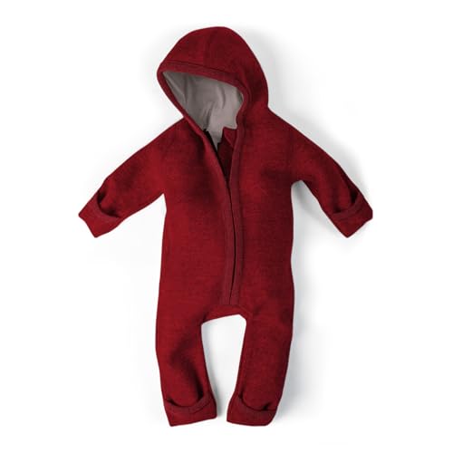 Ehrenkind® WALKOVERALL | Baby Wollwalk-Overalls aus Natur Schurwolle mit Reißverschluss | Walk Wolle Woll-Anzug für Kleinkind und Baby Mohnrot Gr. 86/92