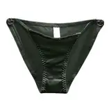 2025 Französische Schleife Sexy Ausgehöhlte Unterwäsche Damen Niedriger Taille Nahtloser Satinoberfläche Einer Geknöpften Dreieckshose Reinem Wunsch Nach Dessous (Green, M)