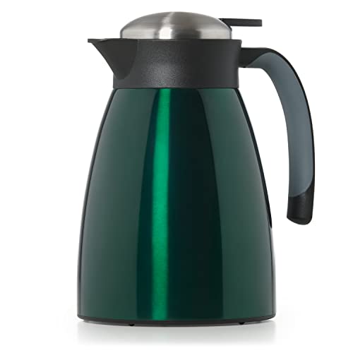 Blumtal Thermoskanne 1l - BPA-freie Teekanne mit Quick Tip Verschluss - auslaufsichere Kaffeekanne Thermo für langanhaltende Isolation - Isolierkanne 1l - Thermoskannen - Kaffee Thermoskanne in Grün