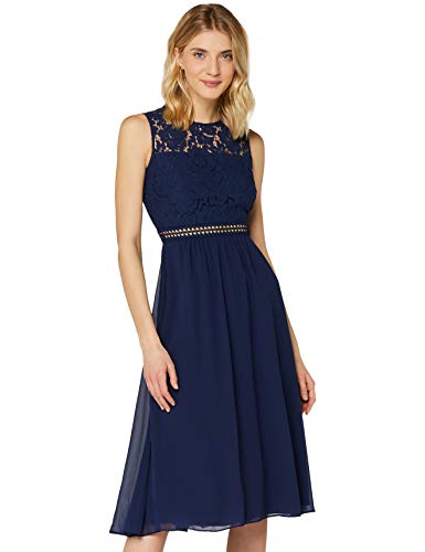 Truth & Fable Damen Midi-Spitzenkleid, Blau, 34