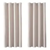 MRTREES Vorhang Blickdicht Gardinen Thermovorhang mit Ösen Verdunklungsvorhang Ösenschal Vorhänge Kurz Modern 145×140cm(H×B) Beige Creme 2er Set für Wohnzimmer Schlafzimmer Kinderzimmer