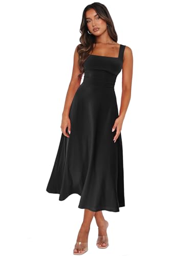 CADTARBAB Damen Sommer Ärmellos Langes Kleid Elegantes Spaghettiträger Rückenfreies Maxikleid Freizeitkleid Sexy Tank Lounge Kleider (S)