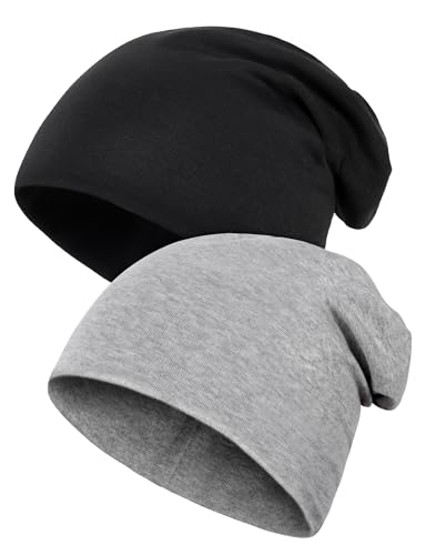 2 Stück Kinder Slouch Beanie Mütze, Weiche Wintermützen für Jungen Mädchen, Warme Kindermützen Doppellagige Baby Strickmütze für Kinder Frühling, Herbst, Winter