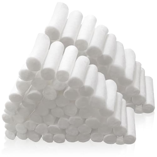 FUIPVGI 250 Stück Zahnärztliche Wattebäusche Dental Cotton Rolls Dental Gaze Rollt Zahngaze Hochsaugfähige Wattebausch Wattepads für Zahnärzte Nasenstöpsel für Blutige Nase Zähne Mund (Weiß)