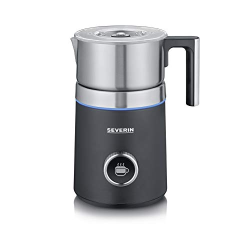SEVERIN SPUMA 700 PLUS Induktions-Milchaufschäumer, elektrischer Milchaufschäumer ohne Anbrennen, spülmaschinengeeigneter Milchschäumer, Edelstahl-gebürstet/schwarz-matt, SM 3587