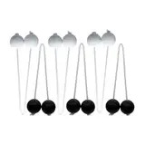 Fenteer 6er Set Ladder Bälle 42mm Outdoor Wurfspiel für Garten Strand Grillpartys Familien Events Leiterspiel Bälle inkl Nylonseilen, Schwarz-Weiss
