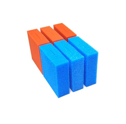 Steppan 6 Stück Filterschwamm 3 x Blau und 3 x Rot geschlitzt passend für Oase Biotec 10 / Maße: 25 x 25 x 8 cm Blau Grob = PPI 10 Rot Fein = PPI 30 1 Set