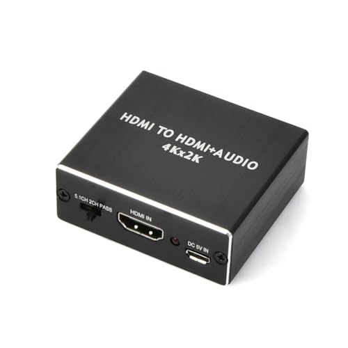 4K x 2K HDMI Audio Konverter, HDMI Audio Extractor, HDMI Sound Splitter, HDMI zu HDMI Audio und Optisch SPDIF + 3,5-mm Stereo-Audio Adapter, HDMI Audio Converter Adapter, Unterstützt Pass/2.0CH/5.1CH