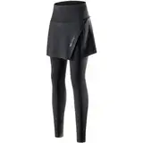 WOSAWE Damen Fahrradhose mit Rock Winter Warm Thermoleggings mit Atmungsaktiv 4D Schwamm Gepolsterte (Schwarz, XL)