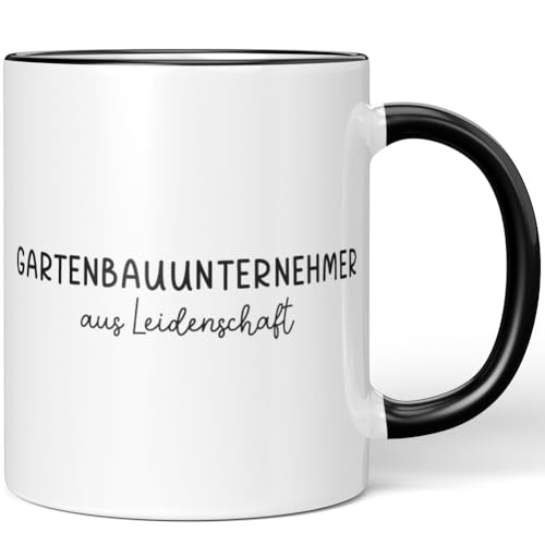 JUNIWORDS Tasse, Gartenbauunternehmer aus Leidenschaft, Schwarz (6641551)