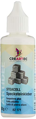 Creartec - Steacoll Specksteinkleber, 50 ml, Spezialkleber für Speckstein, trocknet transparent, Klebestelle unsichtbar, Bunt