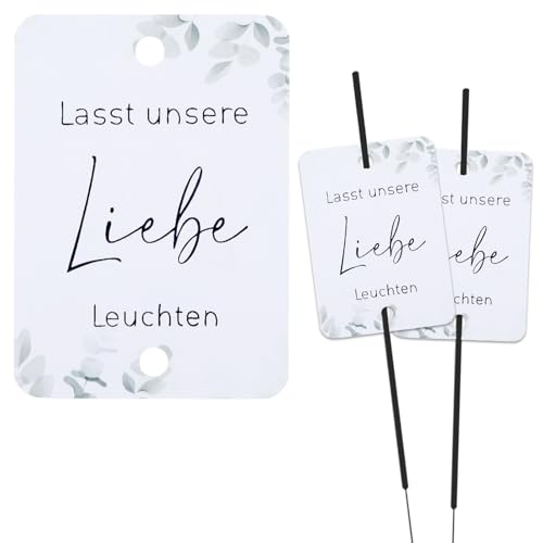 50 Stück Wunderkerzen Hochzeit Tags Lasst unsere Liebe leuchten Freudentränen Hochzeitskarte Wunschkarten Hochzeit Grußkarte Sternspritzer Hochzeit (D)