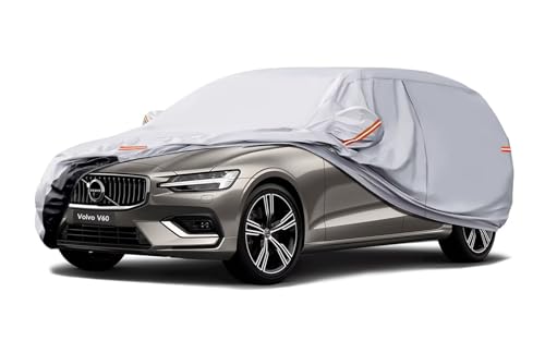 GUNHYI Autoabdeckung Wasserdicht und atmungsaktiv,Abdeckplane Geeignet für Volvo V60,Ford Focus,Skoda Superb,Vollgarage Autoplane mit 6 Schichten Material zum Schutz vor Schnee,Sonne.(450 bis 485 cm)
