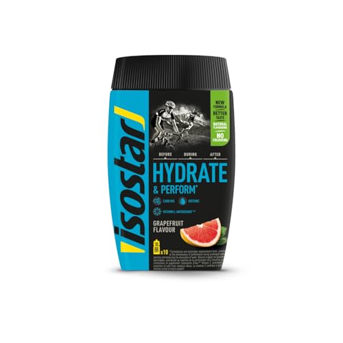 Isostar Hydrate & Perform – 400 g isotonisches Elektrolytgetränk – Elektrolytlösung zur Unterstützung der sportlichen Leistungsfähigkeit – Grapefruit