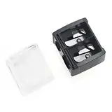 Makeup Sharpener Anspitzer,Make-up Doppel-Spitzer,2 Löcher Dual Sharpener Augen Make-up Bleistiftspitzer,Tragbare Dual Anspitzer Kosmetikspitzer,Lipliner-Eyeliner-Stift-Werkzeug,Schwarz