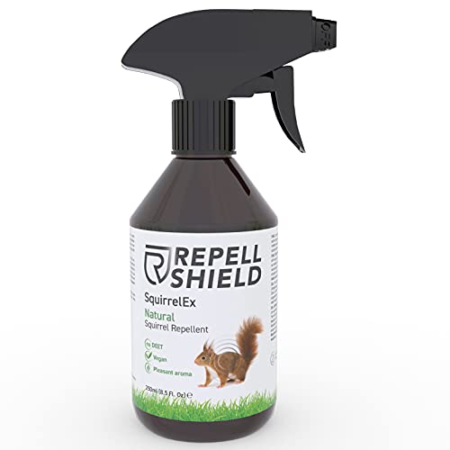 RepellShield® Eichhörnchen Abwehr Spray - 250 ml - Tiervertreiber Spray als Alternative zum Pfefferspray für den harmlosen Katzenschreck, Schonendes & veganes Eichhörnchen Abwehrspray Tierabwehrspray