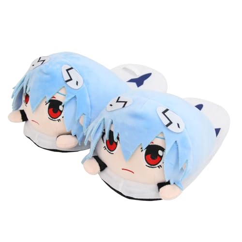 SXYNIO Ayanami Rei Gedächtnis-Schaum Hausschuhe Comfy Warm Plüsch Fleece Futter Wolle-Like Blend Baumwolle Hausschuhe Anti-Rutsch Indoor Outdoor Gummisohle Baumwolle Pantoffel