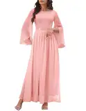 DRESSTELLS Damen Abendkleider Elegant für Hochzeit Elegante Blush Brautjungfernkleider Spitzenkleid Coctailkleid Blush L