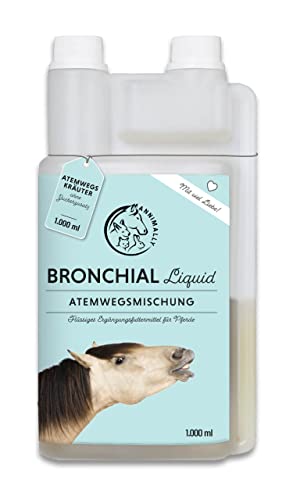 Annimally Hustensaft für Pferde 1000ml - Bronchial Hustensaft Pferd gegen Husten & zur Beruhigung der Atemwege - Halswohlsaft, Liquid aus Bronchialkräuter Mix