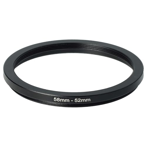 vhbw Step-Down-Ring Adapter von 58 mm auf 52 mm für Kamera Objektiv - Filteradapter, Metall, Schwarz