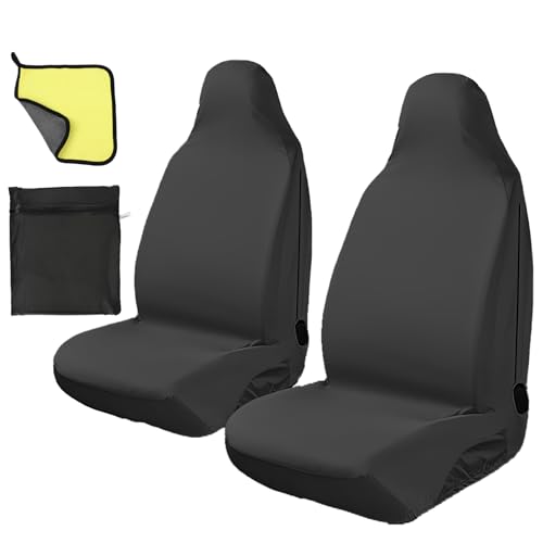 2Stks Wasserdichter Auto Vordersitzbezug, Universeller Airbag Sicherer Sitzbezug Schutz, Strapazierfähiger Van Sitzbezüge Paar, Fahrer Beifahrer Sitzbezug, mit Handtuch Aufbewahrungstasche für Sport