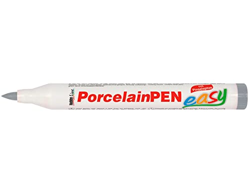 KREUL 16333 - PorcelainPen easy grau, Strichstärke ca. 1 - 3 mm, mit formstabiler Pinselspitze, zum Bemalen und Verzieren von Glas, Porzellan und glasierter Keramikware