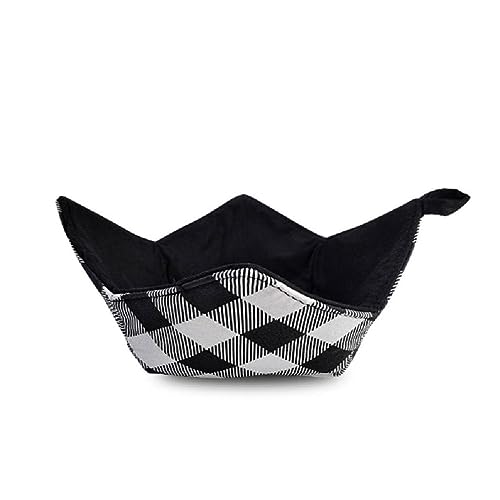 Navna Haushalt Küche Hot Bowl Rack Mikrowelle Heizung Schüssel Schützen Hand Abdeckung Mikrowelle Teller Halter (Schwarz & Weiß Plaids) Hot Bowl Rack