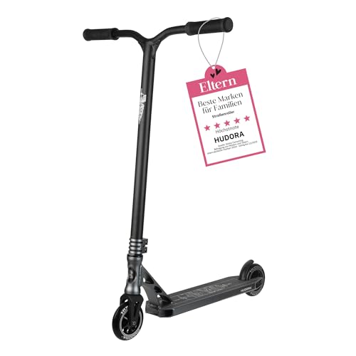 HUDORA Stunt Scooter 360 Pro - Hochwertiger Freestyle Stuntscooter mit verstärktem Oversize-Lenker - Sportlicher Scooter mit extremer Steifigkeit & 360 Grad Lenkung - Kickroller für bis zu 100kg