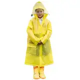 Kinder Wasserdicht Regenponcho, Unisex Kinder Wasserdicht Wiederverwendbar Klar Eva Regenmäntel mit Kapuze, Regencape Regenmantel Regen Poncho Cape für Mädchen Jungen (Gelb)